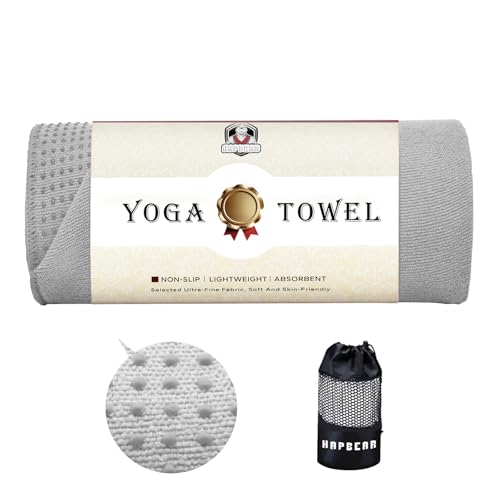 Non-Slip Yoga Mat Towel with Grip Dots - 72" x 24" - Grey