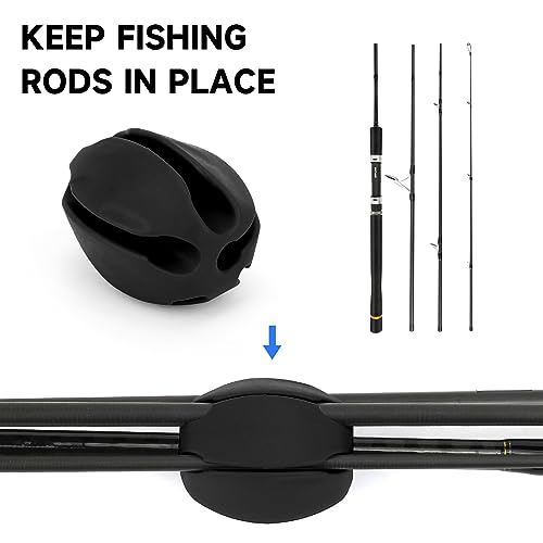 Fishing Rod Holder - 6Pcs Elastic Rubber Protector - Black