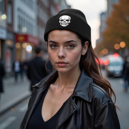 2 Pack Winter Beanies - Skull & Finger Bone Hats - Black