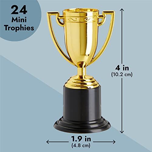 Mini Trophies 24-Pack - Gold-Plated Plastic, 2 x 4 x 2 in - Awards for Kids & Adults