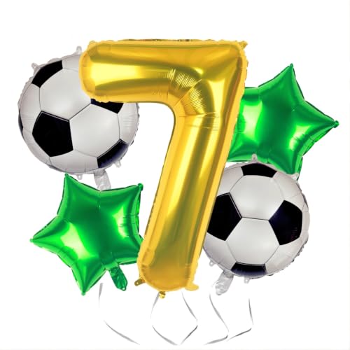 Soccer Balloons 7th Birthday Party Decorations - Gold 7