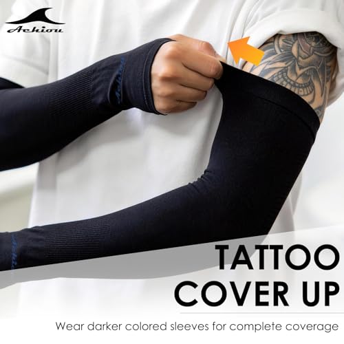 Cooling UV Protection Arm Sleeves for Men & Women - 2 Pairs: Black