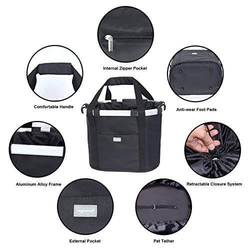 Dog Bicycle Basket - Front Handlebar Folding Basket - Black