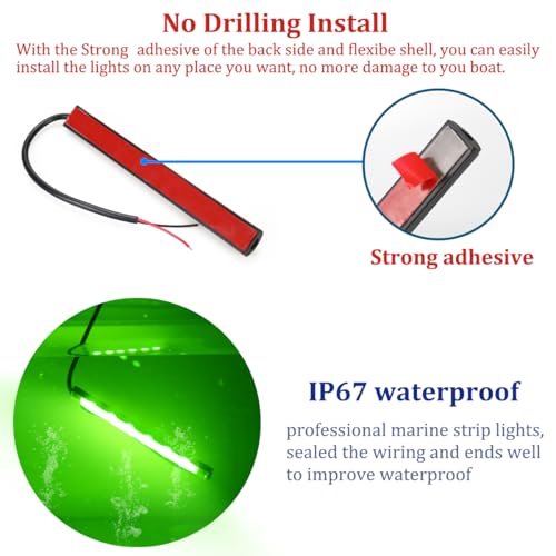 Boat Navigation Lights - Super Bright Red & Green Bow Lights, No Drill Install for Kayak, Canoe, Pontoon