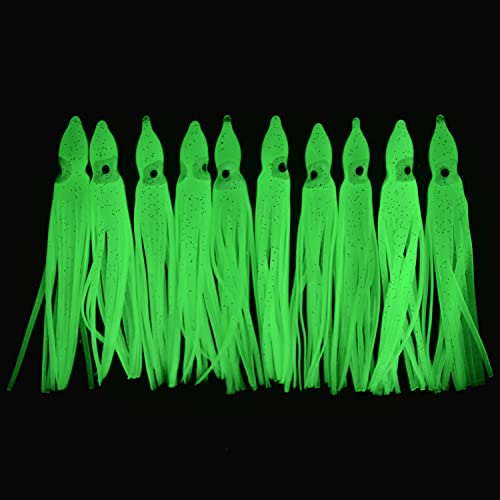 AGOOL 2.75inch Luminous Saltwater Squid Skirts 25pcs Soft Trolling Lures for Saltwater & Freshwater Fishing