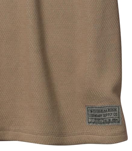 Legendary Whitetails Mens Henley Thermal Long Sleeve - Heavyweight Khaki Large