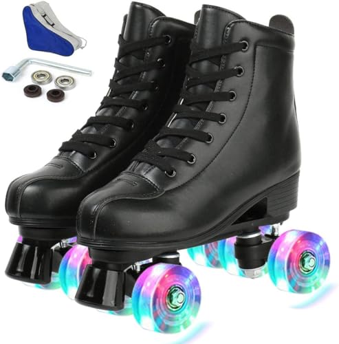 Premium Adjustable Roller Skates - Flash Wheel, Size 38