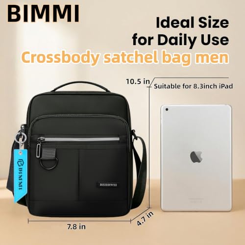 BIMMI Small Waterproof Crossbody Messenger Bag for Men - Black