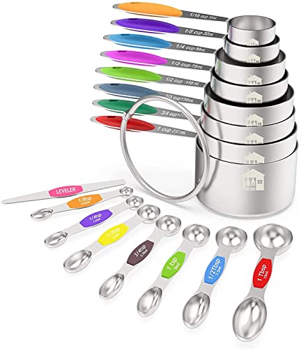 Wildone Multicolor Stainless Steel Measuring Cups & Spoons Set of 16