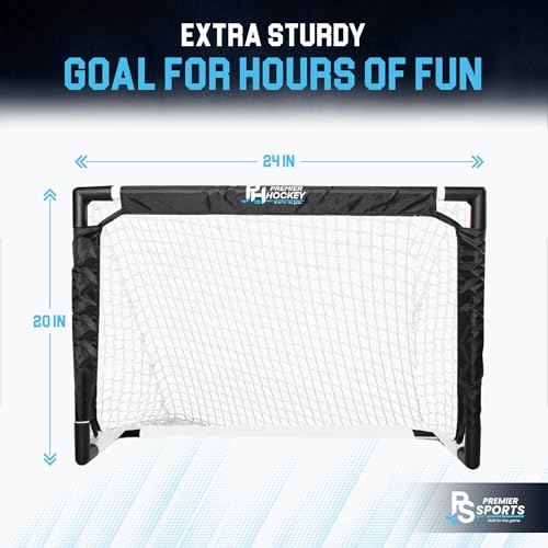 Kids Hockey Set - 4 Player Beginner Set with 4 Sticks & 2 Mini Goals