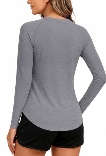 Women's Long Sleeve Workout Top - Medium / Grey