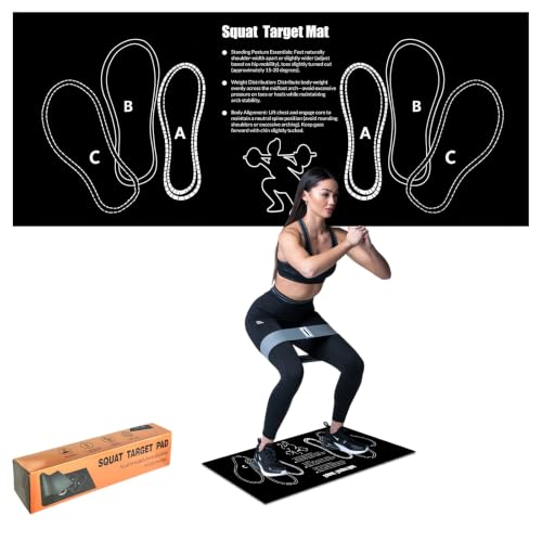 Anti-Slip Squat Mat with Foot Position Guide - Black