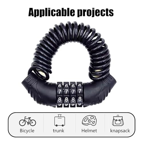 Motorcycle Helmet Lock with 59In Retractable Security Chain - Black