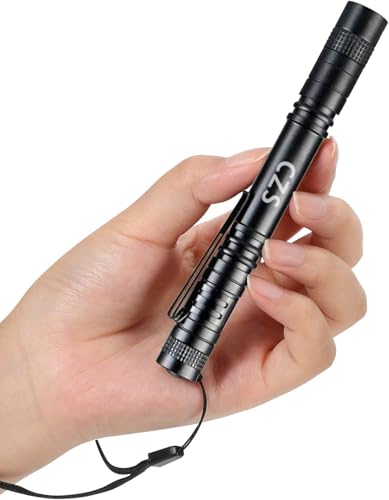 Compact LED Pen Light Flashlight - 2 Pack - High Lumen Aluminum - Round