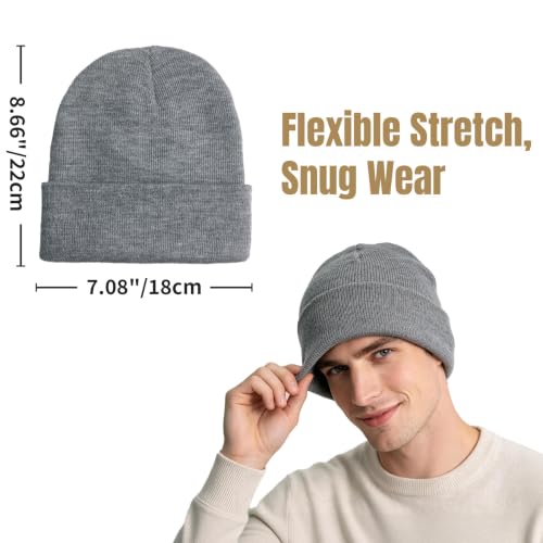 Winter Beanie Hats for Men & Women - 2 Pack Black & Grey