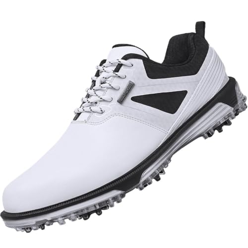 Men's Waterproof Golf Shoes - Lightweight, No-Slip, Size 10.5 White