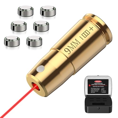 9mm Red Laser Bore Sighter with Extra Batteries & Tin Case