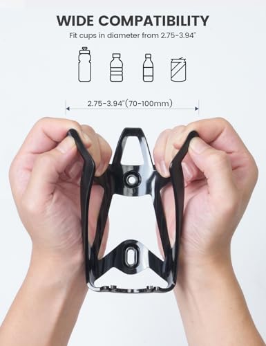 Ultralight Bike Water Bottle Holder - Black, Fits 2.75-3.94" Bottles