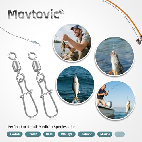 70 Pcs Fishing Snap Swivels Kit - 7 Sizes with Tackle Box