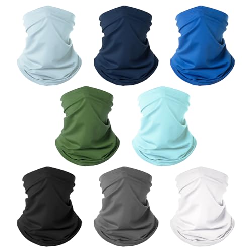 8 Pack Neck Gaiter Face Mask - Multicolor Cooling UV Protection