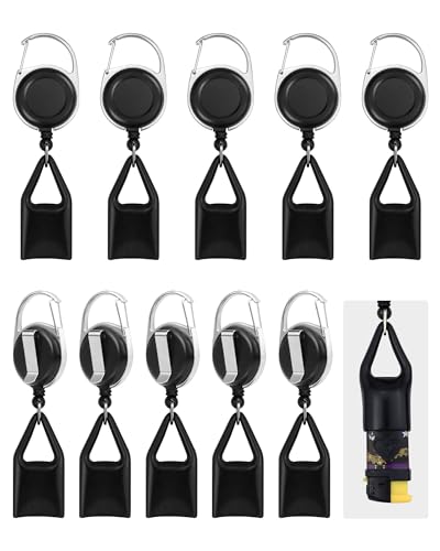 10 Pcs Retractable Lighter Clip Holder, Keychain Leash with (Black)
