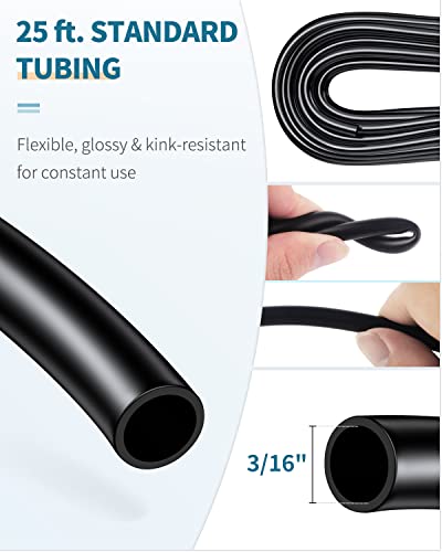 25 Feet Aquarium Airline Tubing Set with Suction Cups & Valves