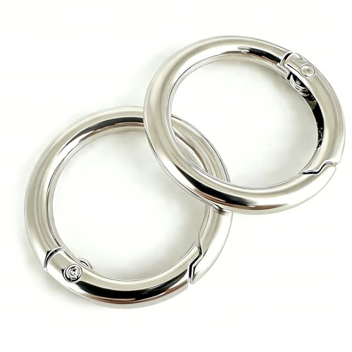 20 Pack Metal Key Ring Clips - 0.75 Inch Spring O Rings - Silver