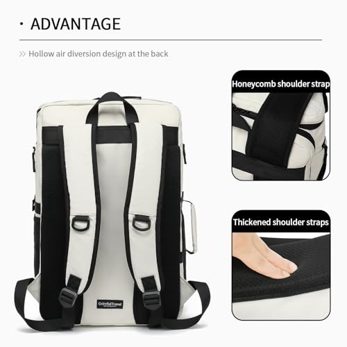 JYColofex Almond White Tennis & Travel Backpack with Shoe Compartment & Waterproof 15.6-inch Laptop