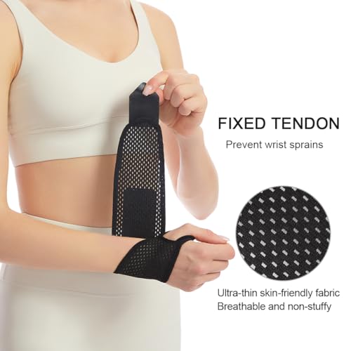 Ultra Thin Mesh Wrist Strap Brace - Black, Adjustable Pain Relief