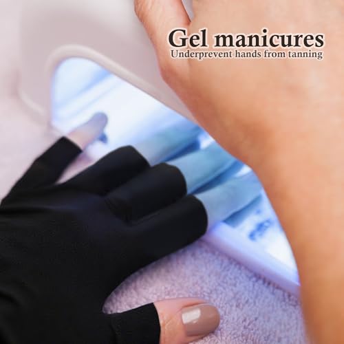 UPF 50+ UV Protection Gloves for Gel Nails - Black