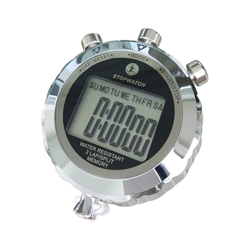 Metal Stopwatch with Backlight - 2 Lap Memory Timer for Sports