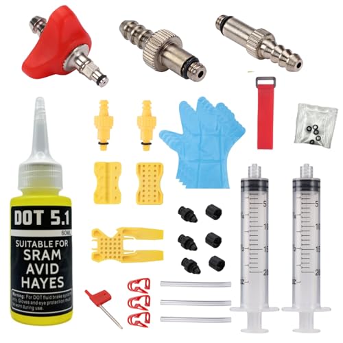 KACHAA Avid/SRAM Brake Bleed Kit with DOT 5.1 Fluid – 60 ml, Adapters Included