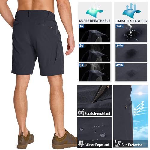Men's Cargo Shorts with Expandable Waist Waterproof Quick Dry Hiking & Fishing Pants
