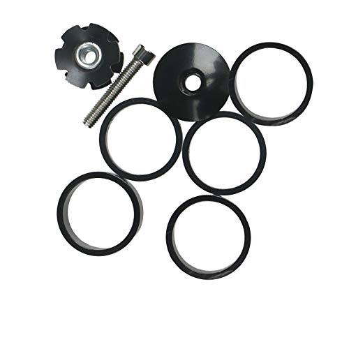 1 1/8 Inch Headset Spacer Set with Top Cap & Star Nut - Black