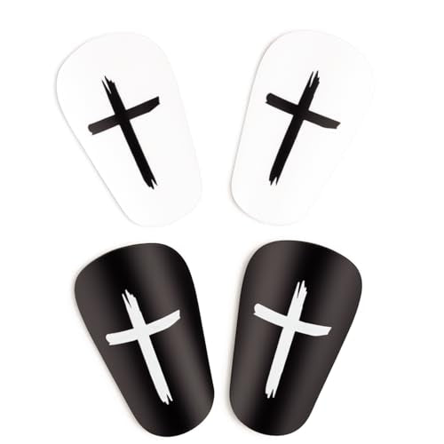 Mini Soccer Shin Guards - Lightweight Protective Pads - Black & White - 2 Pair