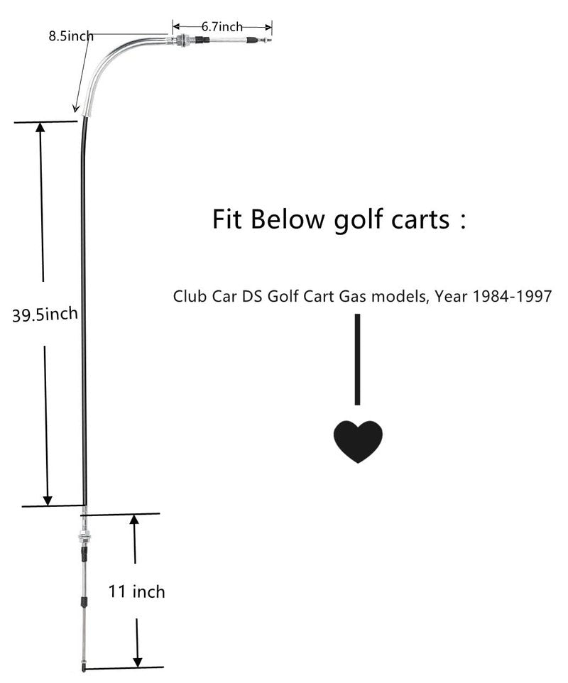 Dr.Acces Golf Cart Transmission Shift Forward Reverse Cable for Club Car DS Gas Golf Cart 1998-Up Replace #103379501 101951501