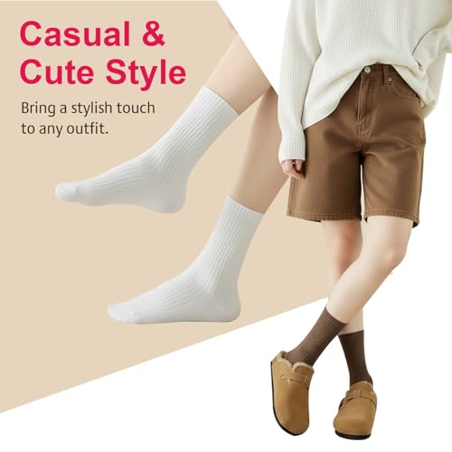 Women's Cute Casual Crew Socks - Cotton Athletic - Black