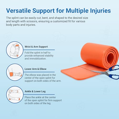 36" Padded Aluminum Splint - Waterproof Tactical Support - Orange
