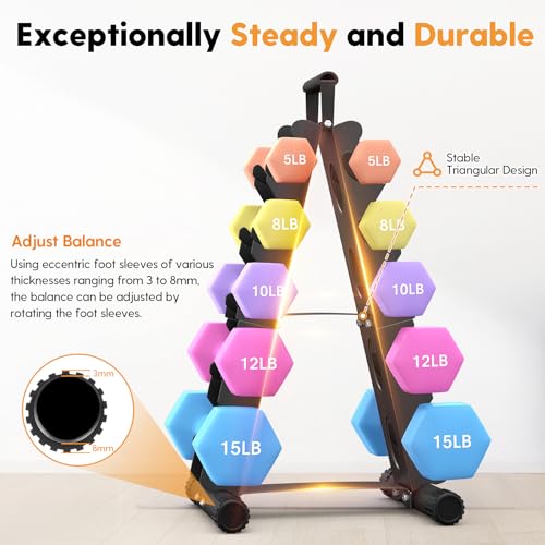 5-Tier Dumbbell Rack Stand - A-Frame Design, Black