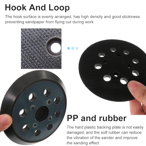 2pcs 5 Inch 8 Holes Orbital Sander Replacement Pad Compatible with DeWalt, Hook and Loop Replacement Backing Sanding Pad for Most Grinders with 4 Screws Holes