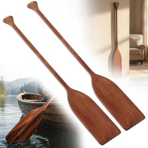 48" Wooden Canoe Oar Paddle - 2 Pcs Solid Pine - Walnut