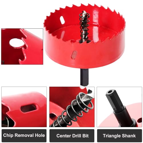 4 Inch Hole Saw with Arbor HSS Hole Saw with Mandrels M42 Bi-Metal Hole Cutter, Drilling Soft Wood, Plywood, Drywall, PVC