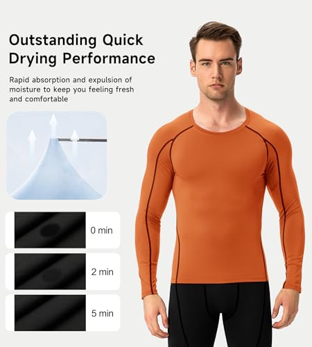 Men's Long Sleeve Compression Shirt - Moisture-Wicking Athletic Base Layer