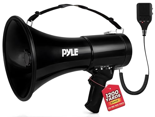 50W Portable Megaphone Bullhorn with Siren & Aux Input - Black