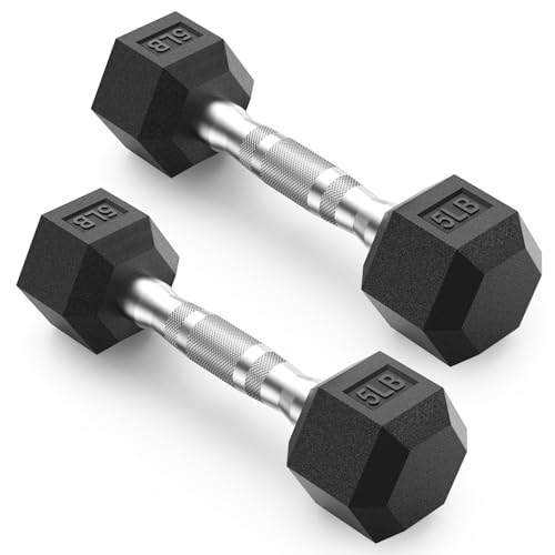 Papababe 5 Pair Chrome Handle Dumbbell Set 2.5-100lb for Home Gym