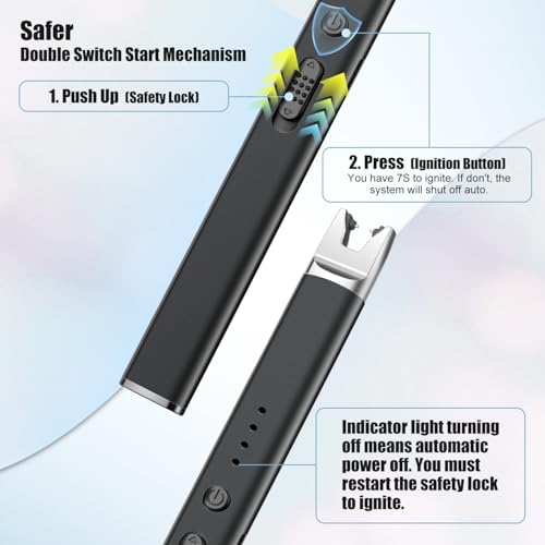 USB Rechargeable Electric Candle Lighter - Long Stem Arc Lighter - Black