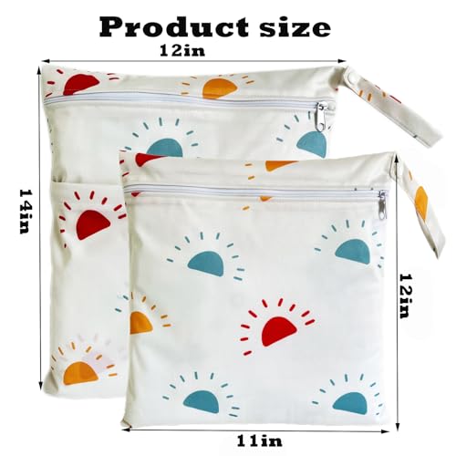 Reusable Wet Dry Bag Set for Cloth Diapers - Boho Style, 2 Pack