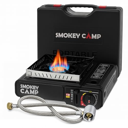 Smokey Camp 3000W Dual Fuel Portable Camping Stove with Adapter Pipe, Automatic Ignition