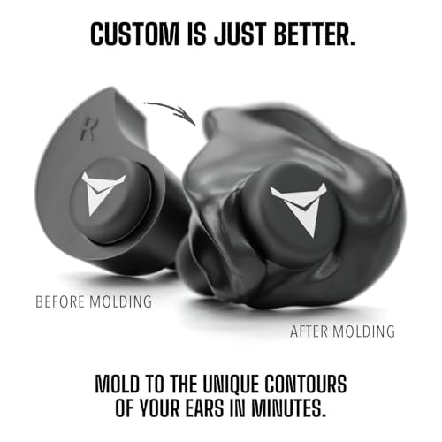 Custom Molded Earplugs with Carry Case & Lanyard - Black