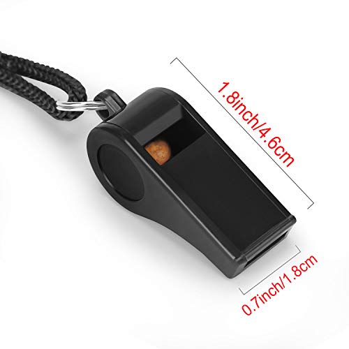 Loud Black Whistle with Lanyard - 12PCS for Coaches & Referees
